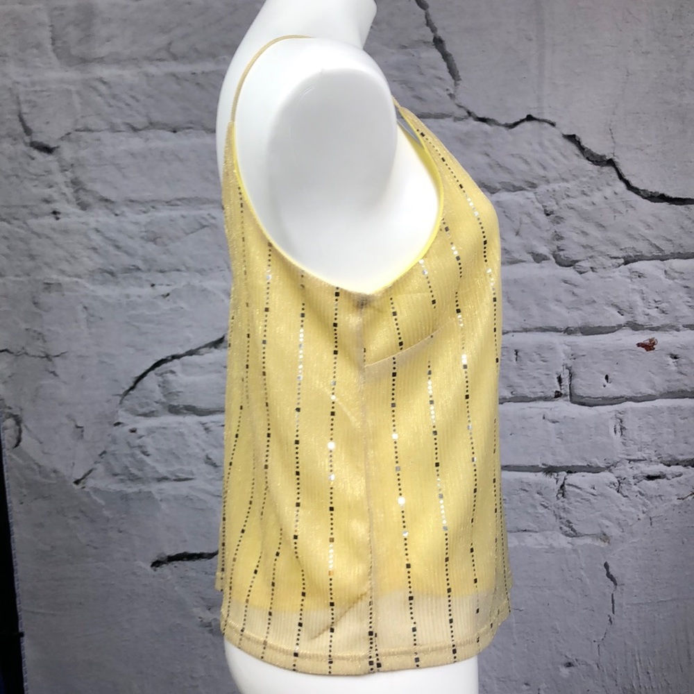 Sweet Rain tank top v-neck yellow metallic Medium - Picture 2 of 8